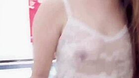 the husband fucks his wife's tight pussy until she almost squirts inside