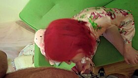 Hairy dude fucks hot redhead valera in doggystyle and cowgirl quickie