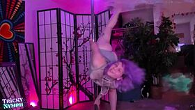 Sexy Fingering And Pole Dancing On Webcam With Nympho Emo