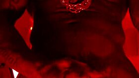 Hallelujah Johnson worships a huge black hairy cock, masturbating passionately