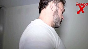 he fucks two brunettes in lingerie after the party