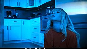 Stepbrother catches stepsister sneaking out late and blackmails her into riding his cock hard