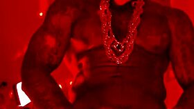 Hallelujah Johnson worships a huge black hairy cock, masturbating passionately