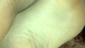 Tan Stockings Tease In Homemade Footjob Session