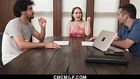 Stepson And Husband Dominate Stepmom In Wild 3some Freeuse Action - Cncmilf.