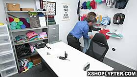 The security guard punishes the sexy shoplifter Allie Addison in the office.
