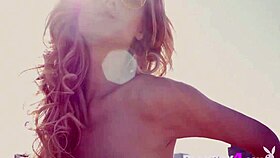 i'm so excited stripping as a petite blonde milf outdoor, clothes ripping everywhere