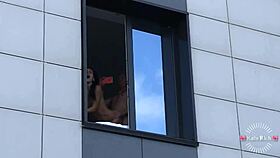 Skinny girl interacts with neighbors unexpectedly