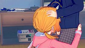 Hentai girl just can't stop sucking that big cock!