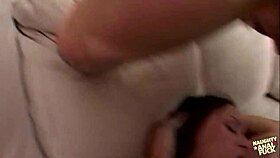 i watched this obedient brunette suck cock, ride anotha, and get two facials in threesome