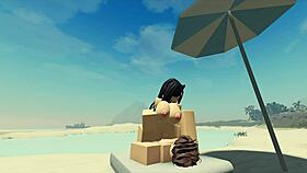 fucking my roblox catgirl on the beach with creampie