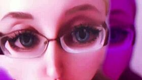 Dollification sissification huge pink lips transformation fetish with glasses.