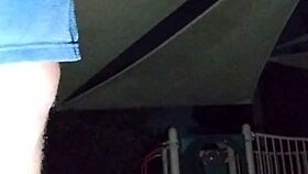 Skinny Pretty Girl Works Out in Park with Father in Law