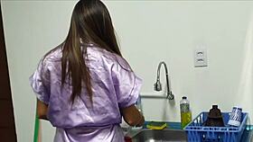 he surprises me while preparing coffee, licking pussy