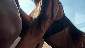 Cute ebony girl licks big cock for first time 😘