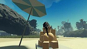 fucking my roblox catgirl on the beach with creampie
