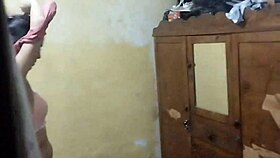 I watched the skinny maid change in lingerie and then entered her room to have sex.