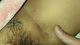 Esposa reveals her hairy brunette beaver up close.