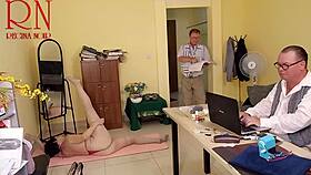 yoga session turns steamy with regina noir in the office