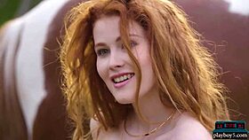 Gorgeous redhead milf Heidi Romanova, umm, solo outdoor for Playboy, so hot, ya know!