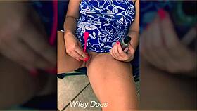 Wife Uses Lush On Shaved Pussy Outdoors On Balcony!