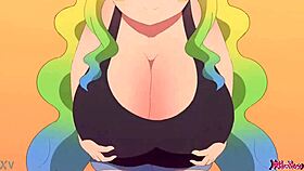 Feeling the intense pleasure as Lucoas delivers a big wet titfuck with his monster cock.