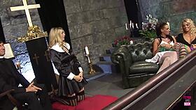 Man, these super hot blonde n brunette girls started a smokin’ orgy in church, couldn’t believe it!