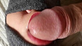 old submissive gets blindfolded blowjob closeup from black guy