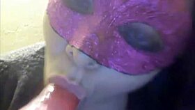 this bbw babe casually sucks on her big toy, moaning with pleasure as she rides it hard