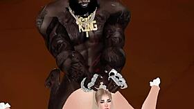 Blonde girl teases with anal sex with black guy