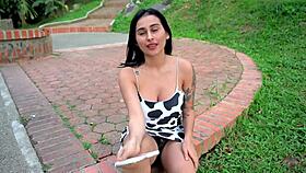 stranger convinces big-tits latina to star in videos - part 1