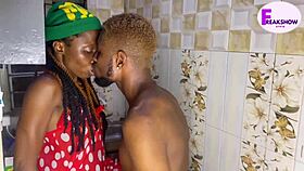 Rough kitchen banging with a petite 18+ ebony in homemade African clip