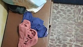 I watched the skinny maid change in lingerie and then entered her room to have sex.