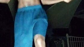 Skinny Pretty Girl Works Out in Park with Father in Law