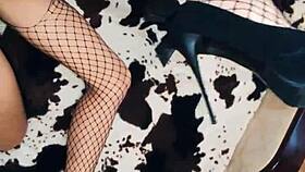 Beautiful milf wife put on stockings and seduced her husband for anal... oops, i mean, for some fun