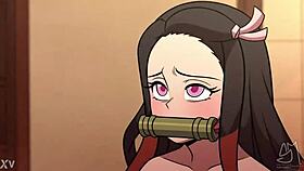 nezuko gets her vagina fucked by a monster in lesbian action