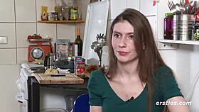 passionate german babe touches her shaved pussy