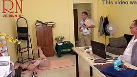 yoga session turns steamy with regina noir in the office