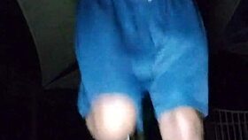 Skinny Pretty Girl Works Out in Park with Father in Law