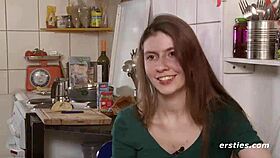 passionate german babe touches her shaved pussy