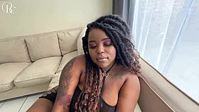 Pretty black girl subtly hints at anal fucking with choking and gagging by a white guy.