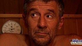 I fucked the old young teen in sauna, she sucked my cock and swalllowed