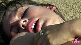 Beach Babe Juliette Cums Hard Finger-Banging Her Tight Hairy Pussy