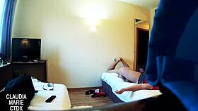 A fat woman and a special boy share an intimate moment together