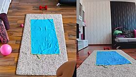 Wow! Dual Cam Naked Yoga Workout with Fat Milf Spreading Big Ass Wide!