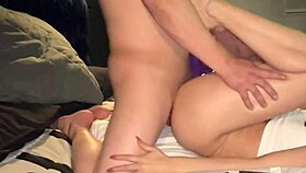 Feeling intense pleasure from double penetration with dildo and his cock in my ass