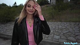 Public agent genuine model prospect gets on her knees for big cock fucking