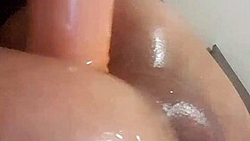 tight shemale playing with 11 inch dildo