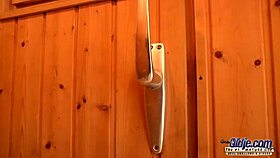 I fucked the old young teen in sauna, she sucked my cock and swalllowed