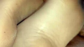 i'm giving a homemade footjob with sheer nylons, ahh